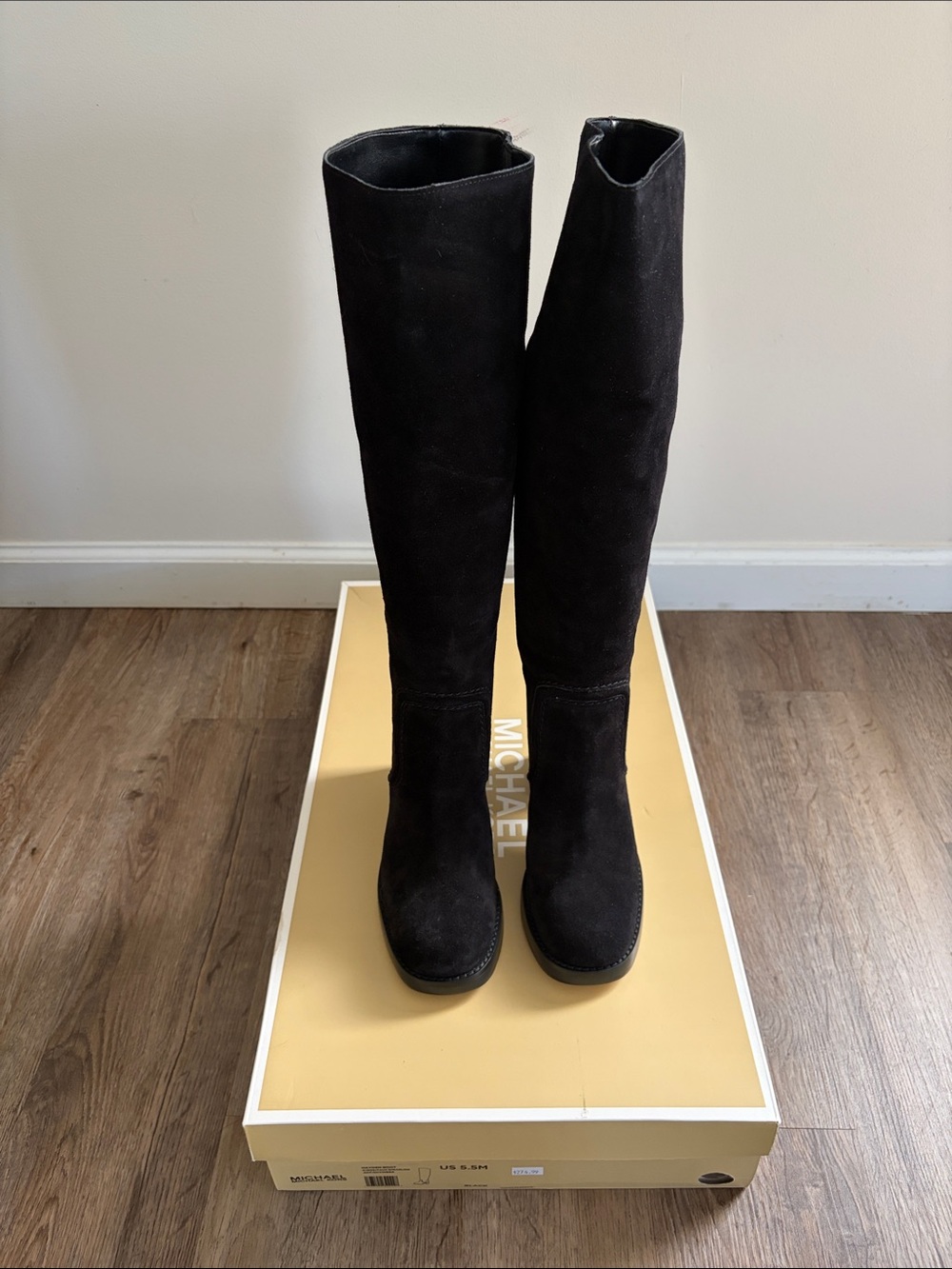 Michael Kors Black knee high Suede Hayden Boots